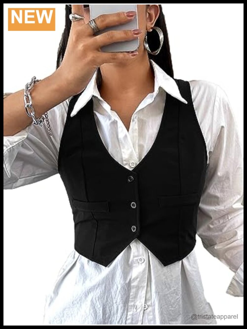SweatyRocks Women's Button Front Crop Waistcoat V Neck Vest